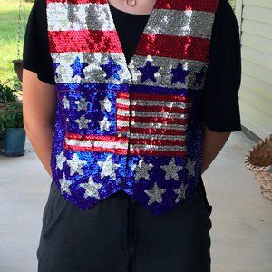 SEQUINED PATRIOTIC VEST